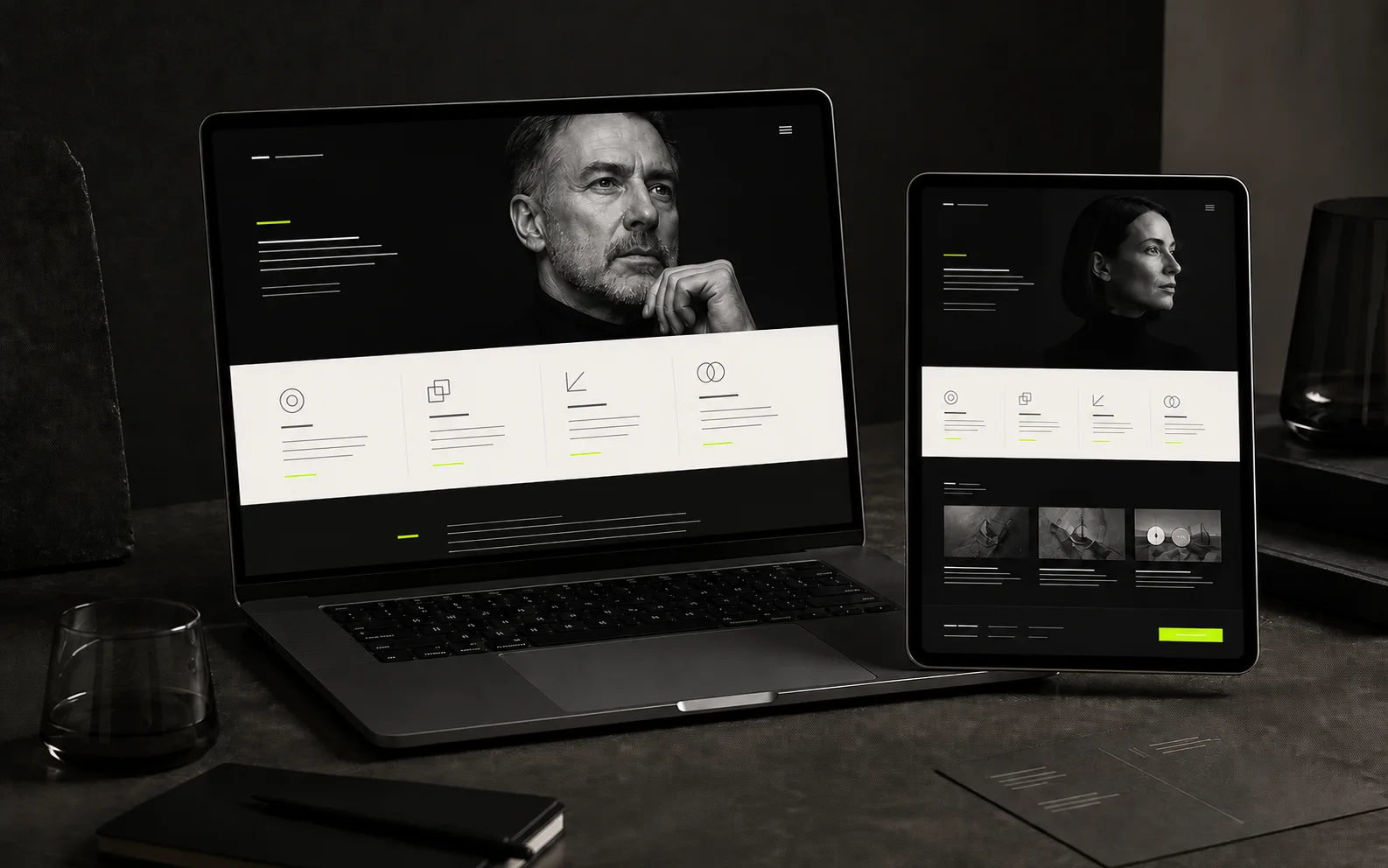 Editoriales Responsive-Webdesign-Mockup für eine Beratung