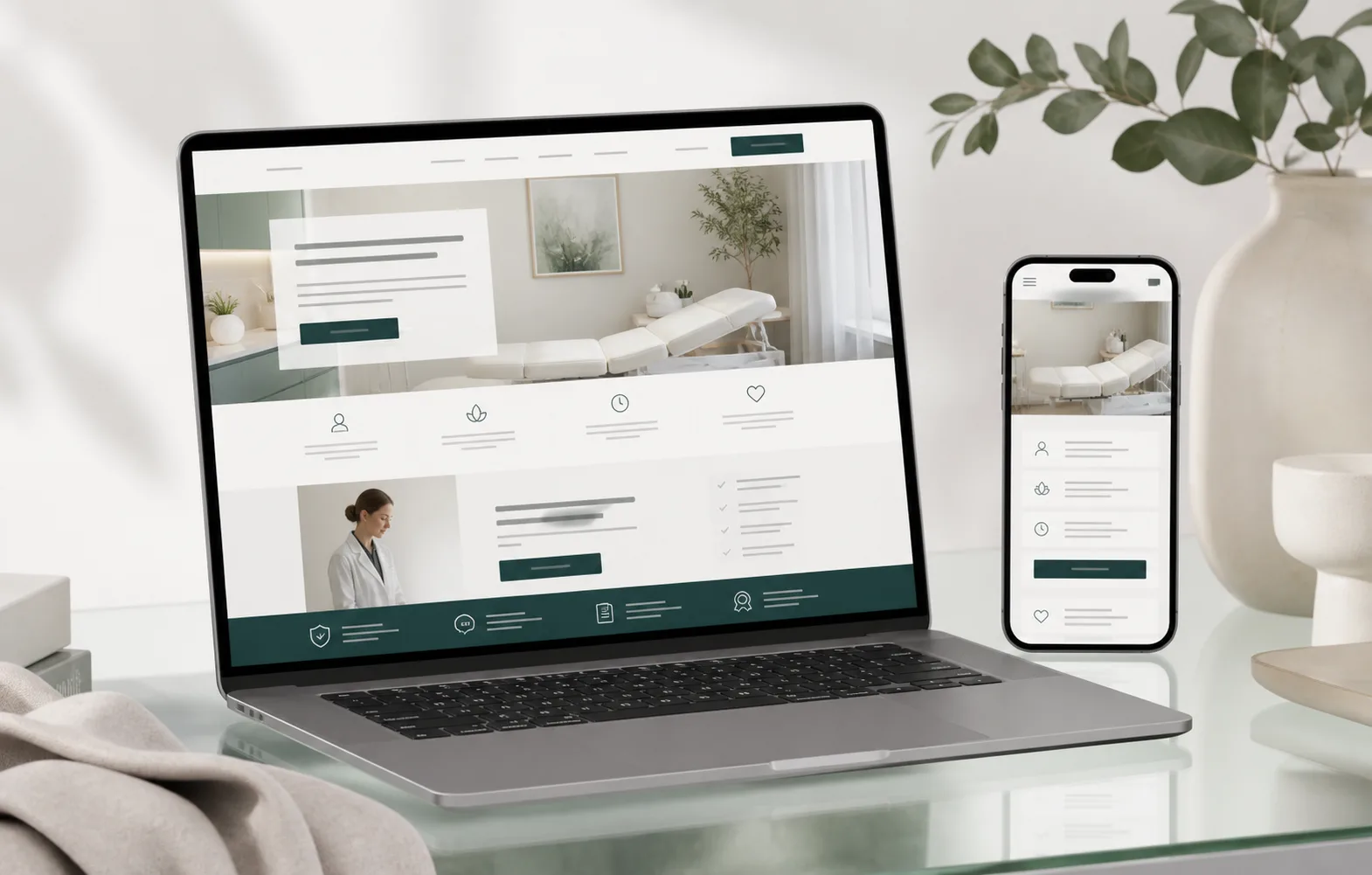 Responsive Webdesign-Mockup für eine moderne Praxis