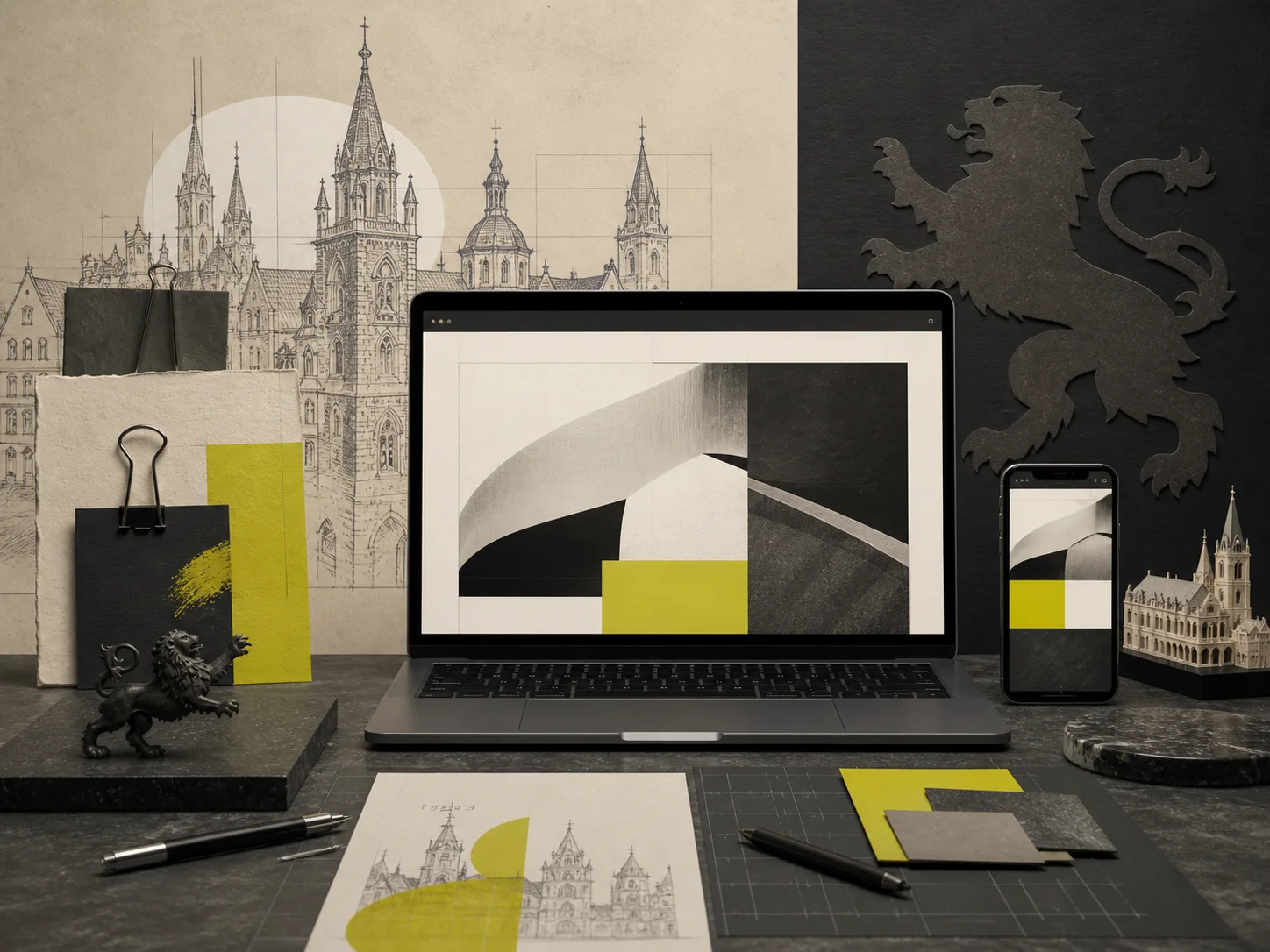 Editoriales Webdesign-Studio mit Braunschweiger Architektur und responsiven Website-Entwürfen